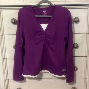 Womens long sleeve shirt purple/white size L